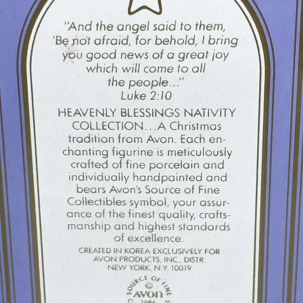 Avon Heavenly Blessings Christmas Nativity Angel‎ Figurine Porcelain 1986 in Box